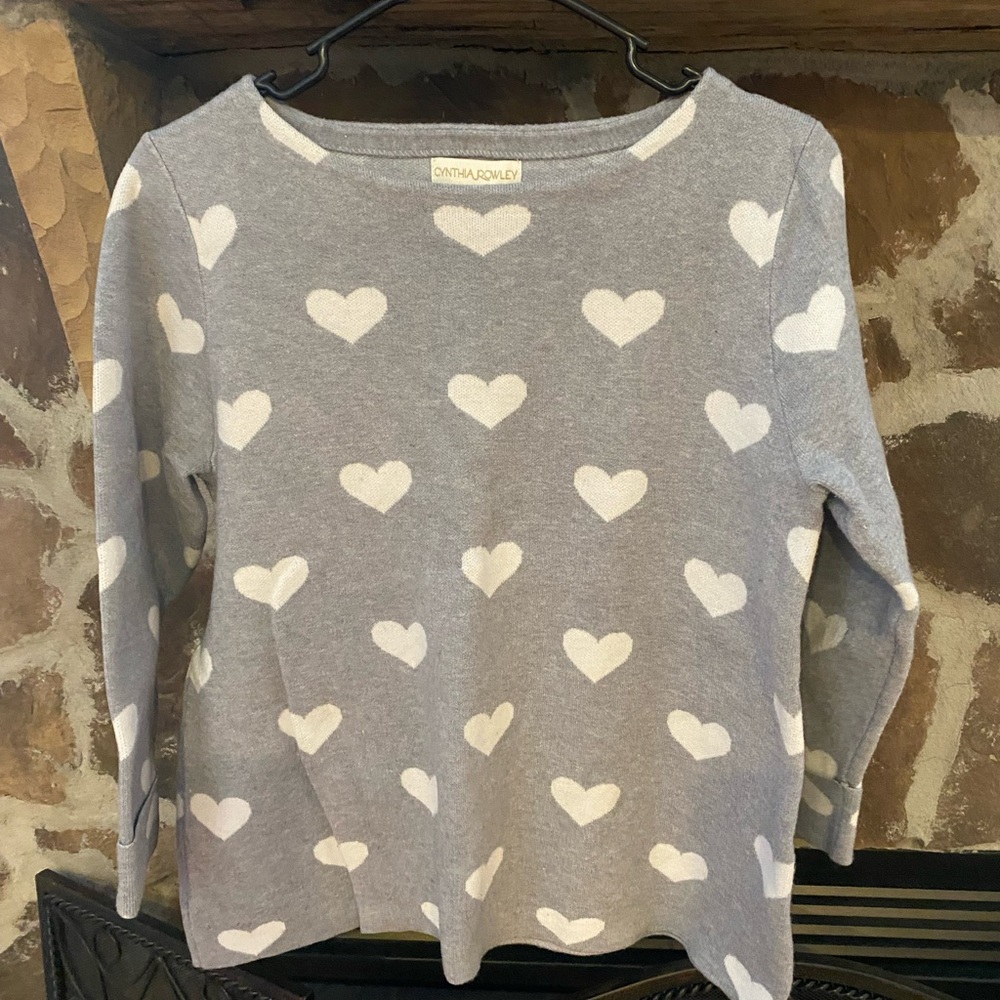 Cynthia Rowley Gray and White Heart Sweater